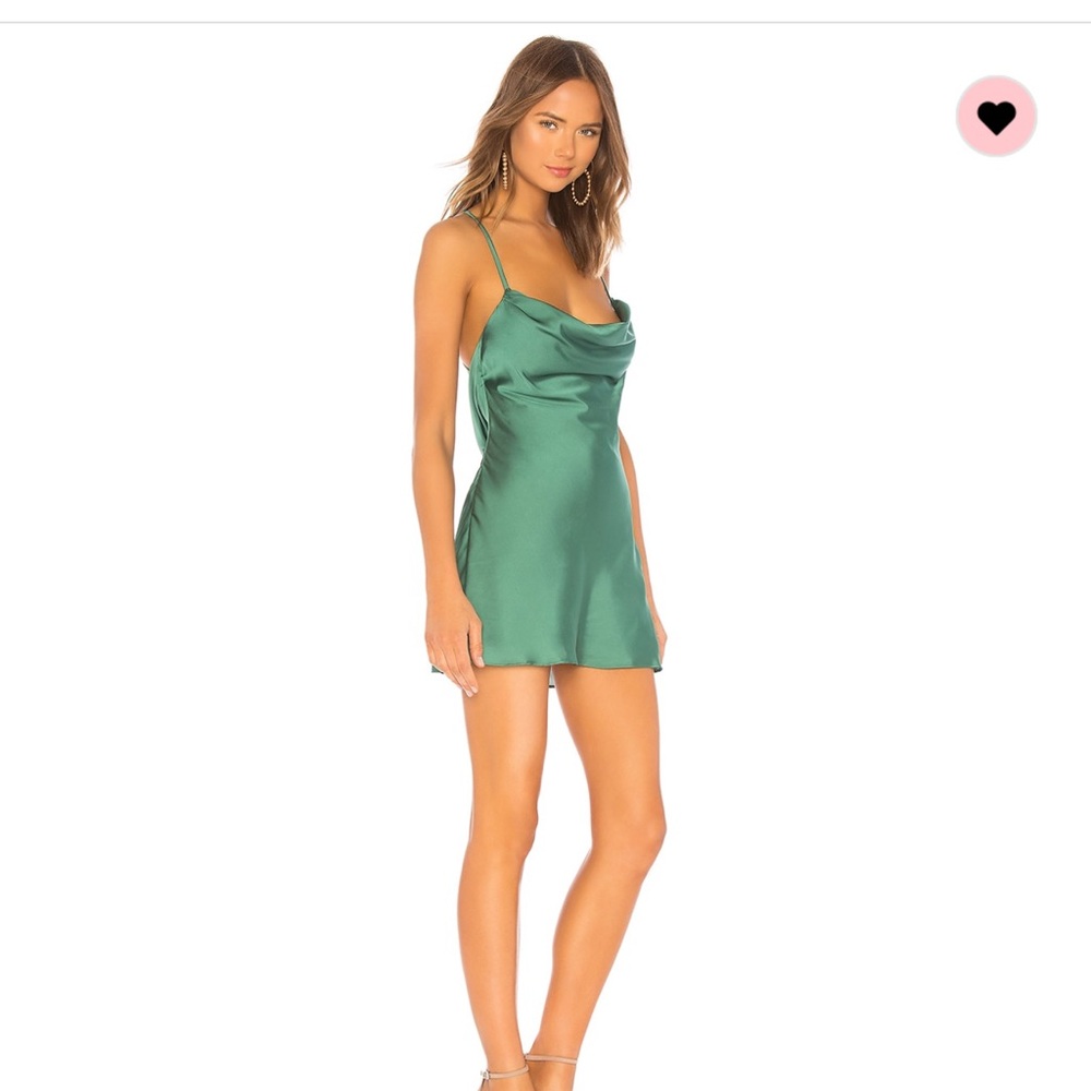 Lovers + Friends Green Spaghetti Strap Slip Mini Dress Backless